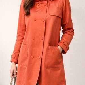 Pendleton burnt orange copper snap hooded trench coat jacket size XL